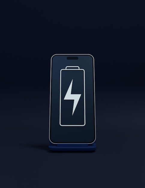 Wireless smartphone battery charging indicator symbol 3d\
illustration