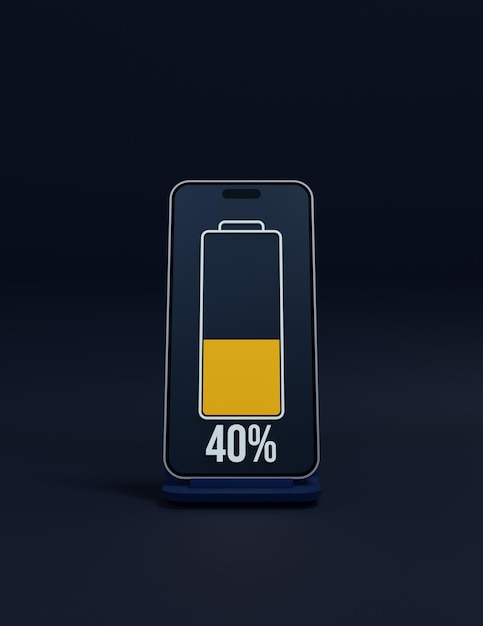 Photo wireless smartphone battery charging percentage indicator symbol 3d illustration