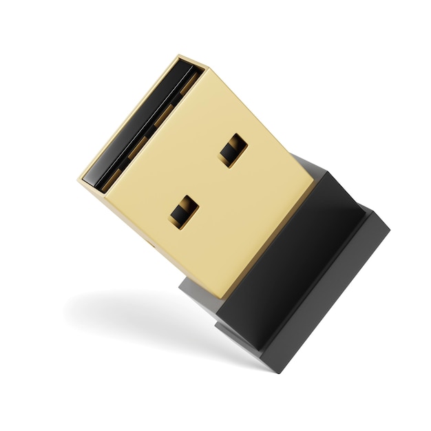 Wireless USB adapter isolated on white 3D rendering