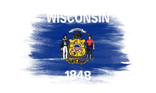 Photo wisconsin state flag brush stroke wisconsin flag background