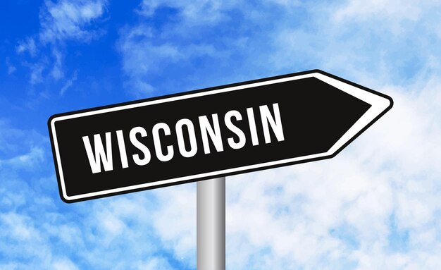 Foto wisconsin verkeersbord op blauwe achtergrond