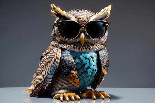 Wise Chic The Enigmatic Owl in Stylish 선글래스 쉐이드