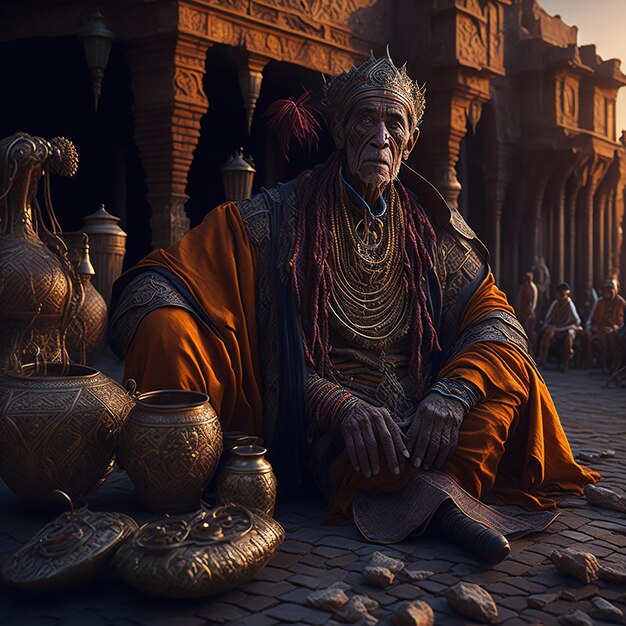 Photo a wise elder storyteller captivates a circle of eager listeners with tales of forgotten legends