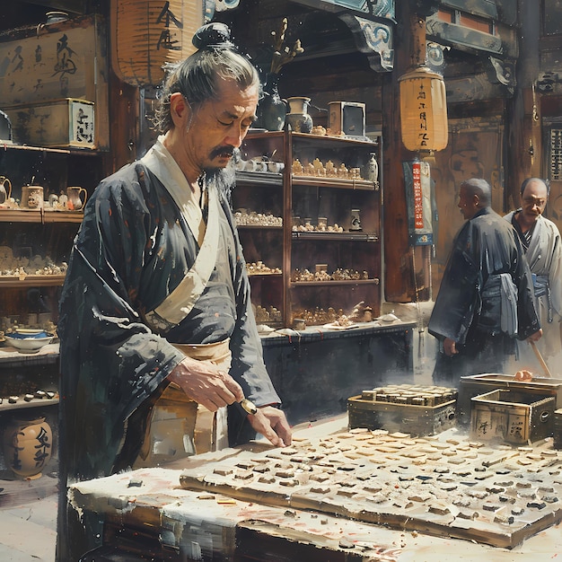 Wise Master in Traditional Shop