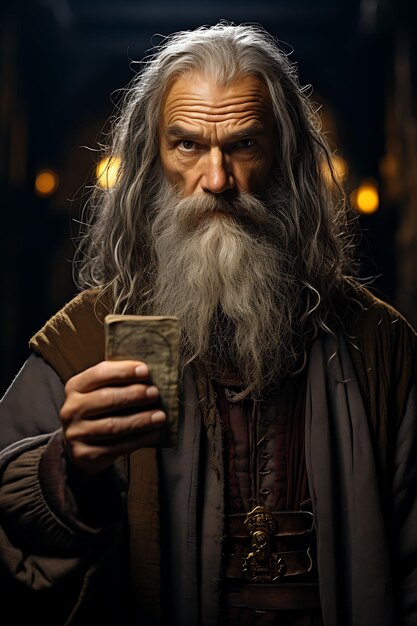 A Wise Medieval Elder Imparting Wisdom Ho Business Card With Creative Photoshoot Desig