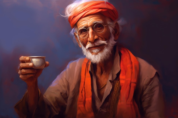 Wise Old Man met een bril en een turban