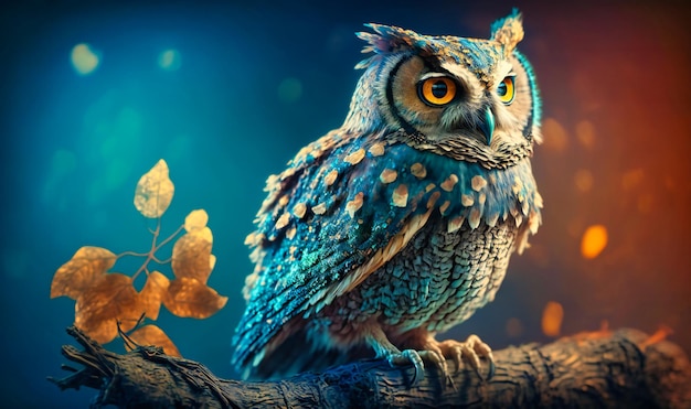 A wise old owl perched on a branch