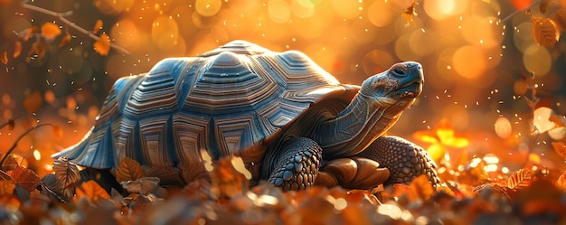 Foto una saggia vecchia tartaruga che lentamente si fa strada come carta da parati