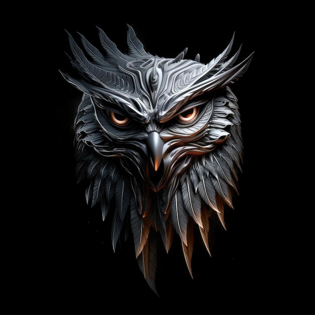 Wise owl glowing on a dark background