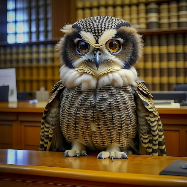 法廷での賢明なフクロウ裁判官