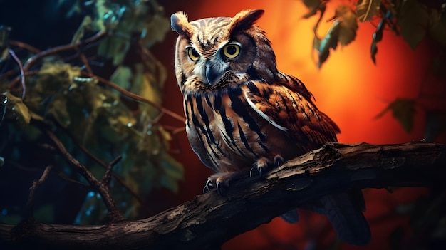 A wise owl perched on a branch