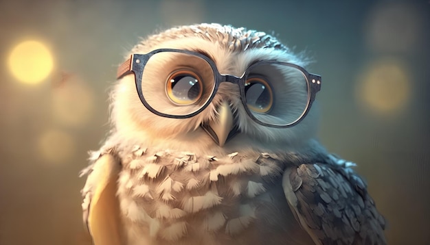 A wise owl with glasses on