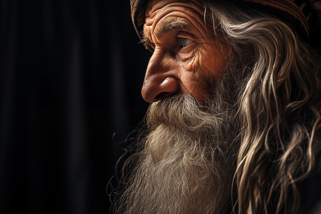 Wise spiritual elder with long gray beard Generative AI