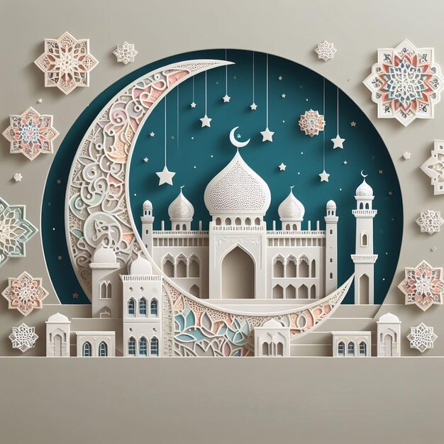 Wish a happy celebration during the traditional Muslim holiday with this Ramadan Mubarak banner and