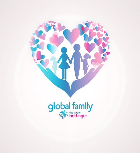 Поздравительная карточка к Международному дню семьи Логотип Икона, символизирующая заботу и любовь Creative Ha