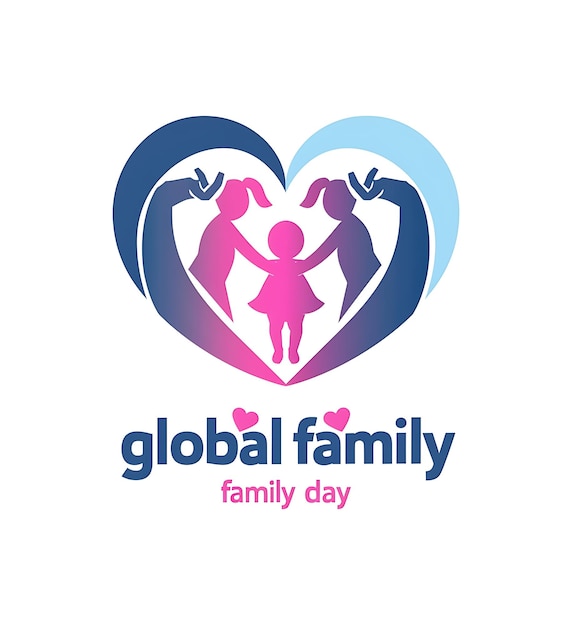 국제 가족의 날 축하 카드 로고 보살과 사랑을 상징하는 아이콘 크리에이티브 하