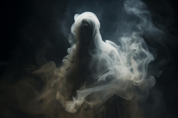 Wisp of smoke forming a ghostly figure Halloween concept background