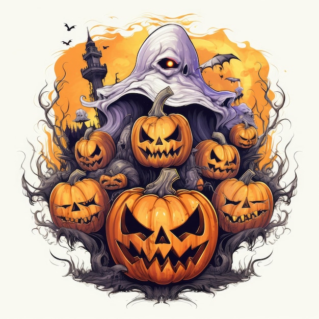 Wit achtergrond Halloween t-shirt ontwerp