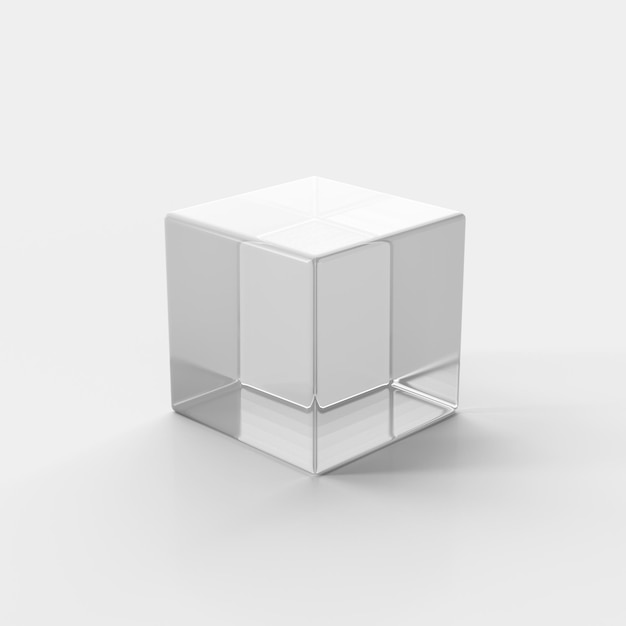 Foto wit achtergrond van een glazen kubus abstract illustratie 3d-rendering