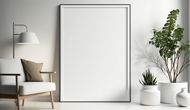 Wit blanco postermodel in levende scandinavische stijl Generatieve ai