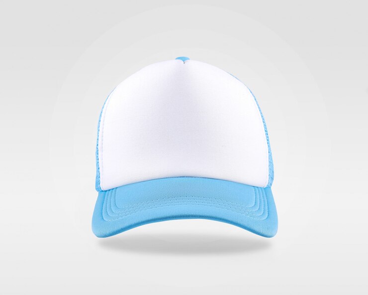 Wit, blauw baseball cap geïsoleerd op een witte ruimte