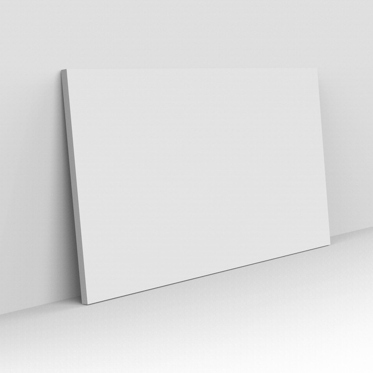Foto wit bord met een witte achtergrond blank doek 100x55 grootte frame met schaduw rechthoek landschap