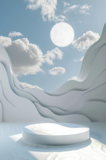 Wit cirkelvormig object in een besneeuwd landschap