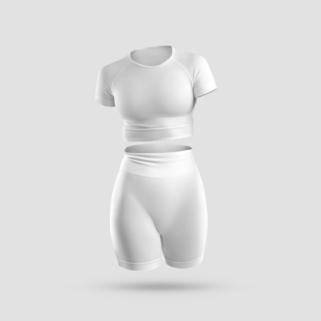 wit compressieondergoed 3D-rendering crop top tshirt shorts voor de sportschool met yoga fitness