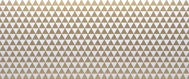 Wit en goud betegelde driehoekige geometrische achtergrond. geëxtrudeerd driehoekenoppervlak. 3d.