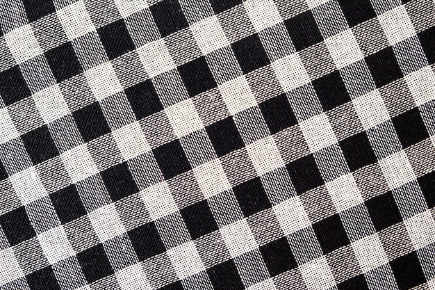 Wit en zwart geruite patroon katoenen stof textuur