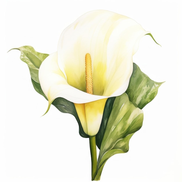 Wit gele aquarel calla lelie zantedeschia zomerbloem illustratie op lichte achtergrond