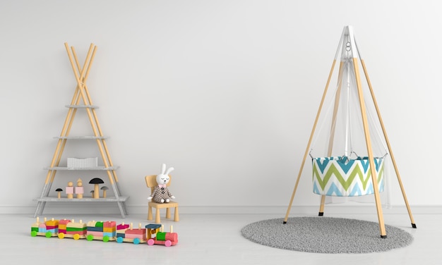 Foto wit kinderkamer interieur voor mockup