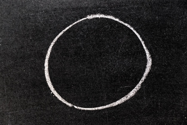 Foto wit krijthandtekening in cirkelvorm op bordachtergrond