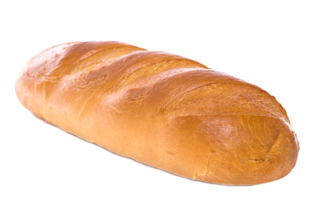 Wit lang brood dat op witte achtergrond wordt geïsoleerd