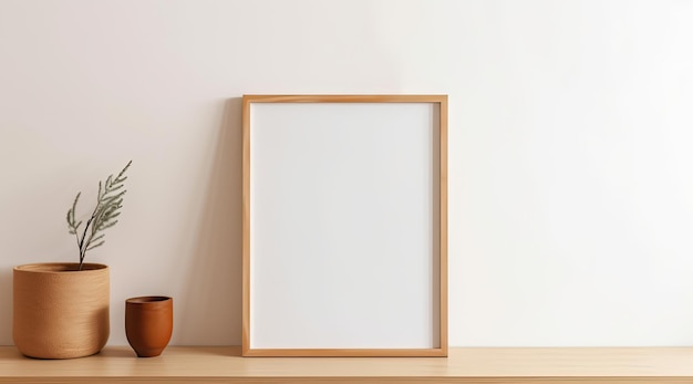 Wit leeg canvas met houten frame aan de muur Beste voor Mockup