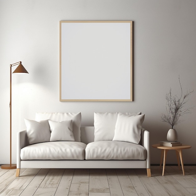 Wit leeg in een eenvoudig houten frame