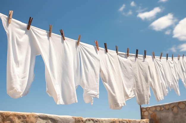 Foto wit linnen drogen aan een waslijn