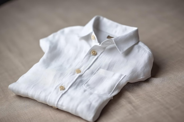 Wit linnen overhemd voor jongen op witte achtergrond Generatieve AI