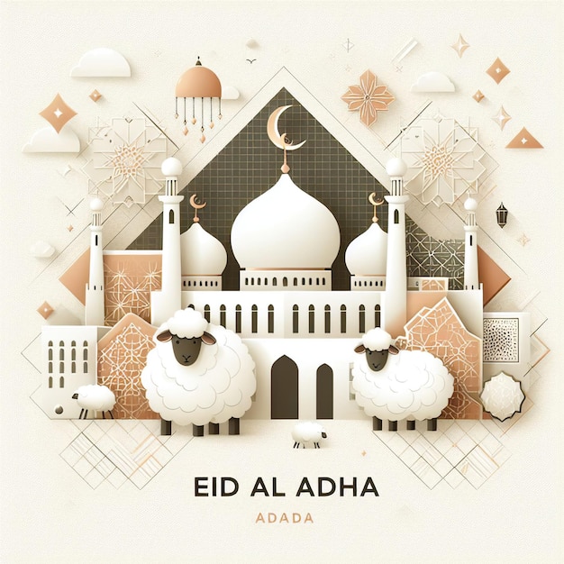 Wit ontwerp Eid al-Adha met schattig lam