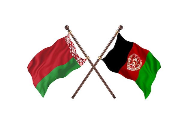 Wit-Rusland versus Afghanistan Twee landen vlaggen achtergrond