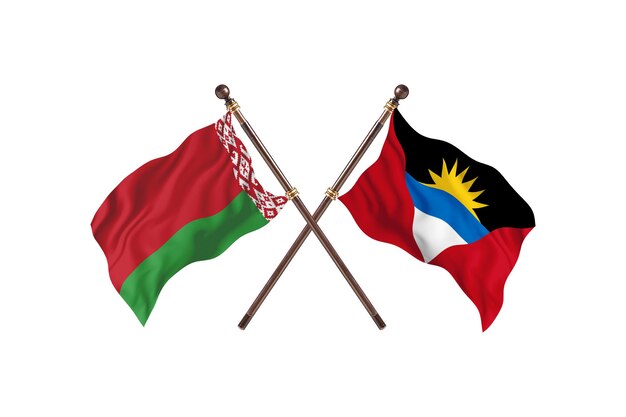 Wit-Rusland versus Antigua amp Barbuda Twee landen vlaggen achtergrond