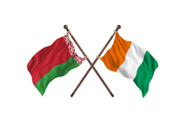 Wit-Rusland versus Cote dIvoire twee landen vlaggen achtergrond