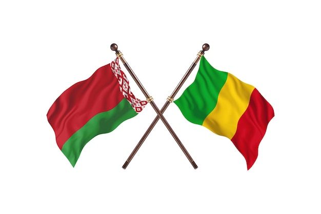 Wit-Rusland versus Mali twee landen vlaggen achtergrond