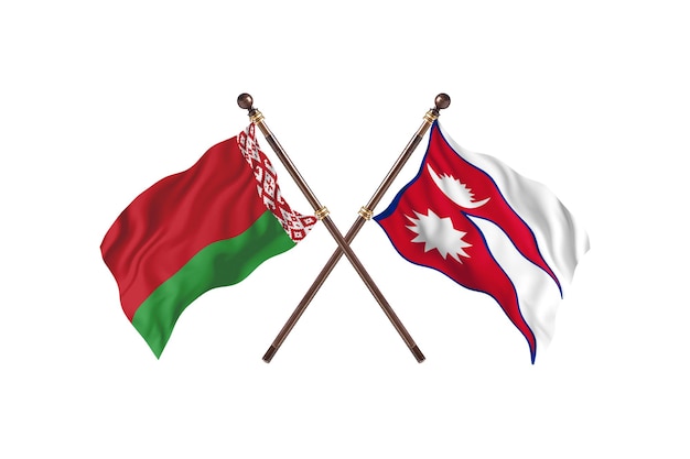 Wit-Rusland versus Nepal Twee landen vlaggen achtergrond