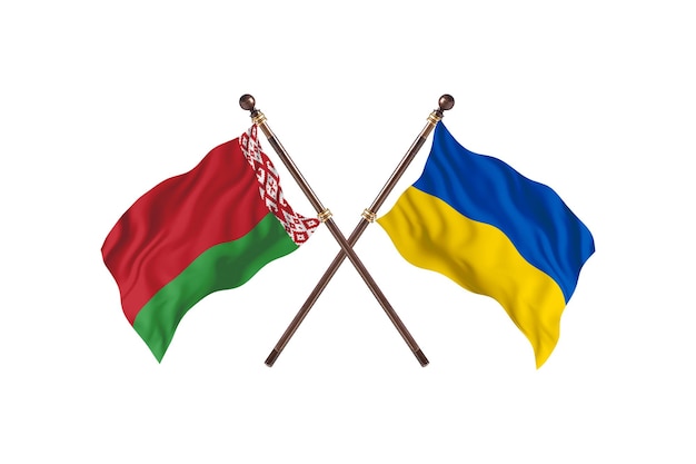 Wit-Rusland versus Oekraïne Twee landen vlaggen achtergrond