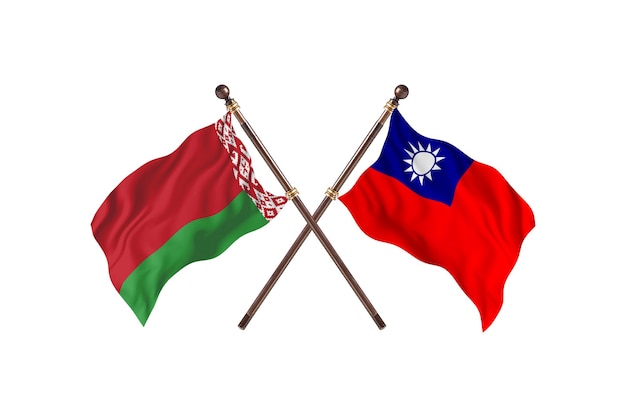 Wit-Rusland versus Taiwan twee landen vlaggen achtergrond