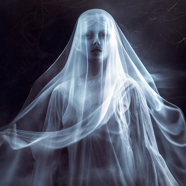 Wit silhouet van een spookmeisje