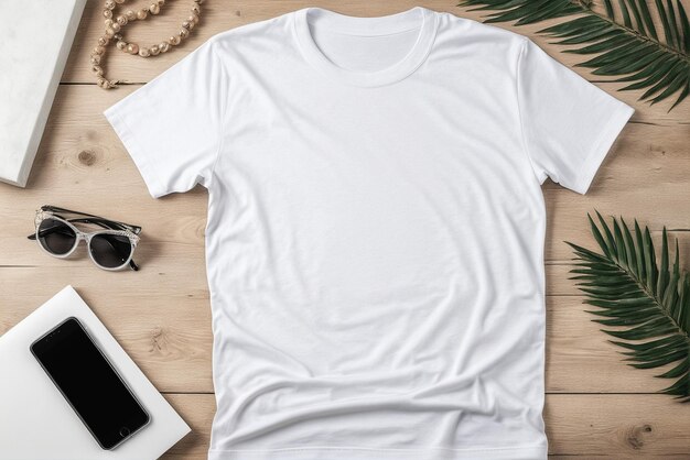 wit t-shirt mockup met kopieerruimte op een eenvoudige achtergrond