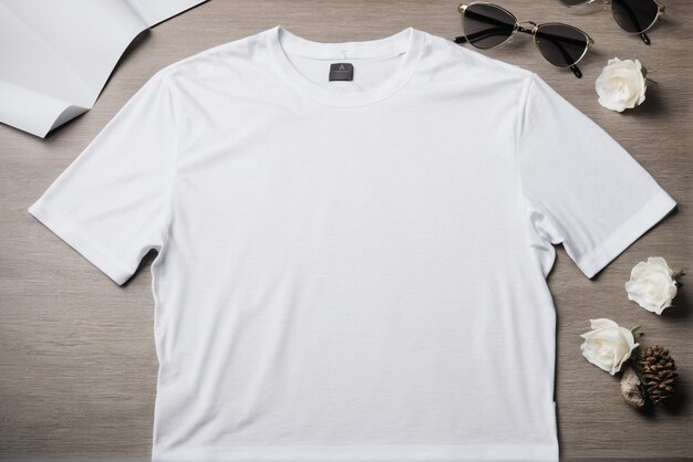 wit t-shirt mockup met kopieerruimte op een eenvoudige achtergrond