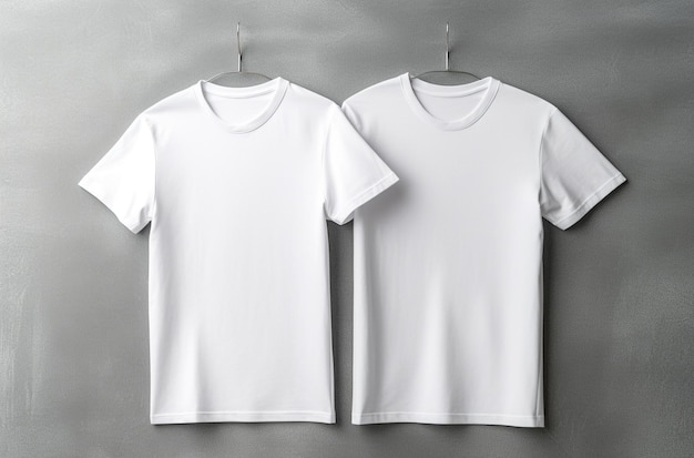 Wit t-shirtmodel op grijze achtergrond